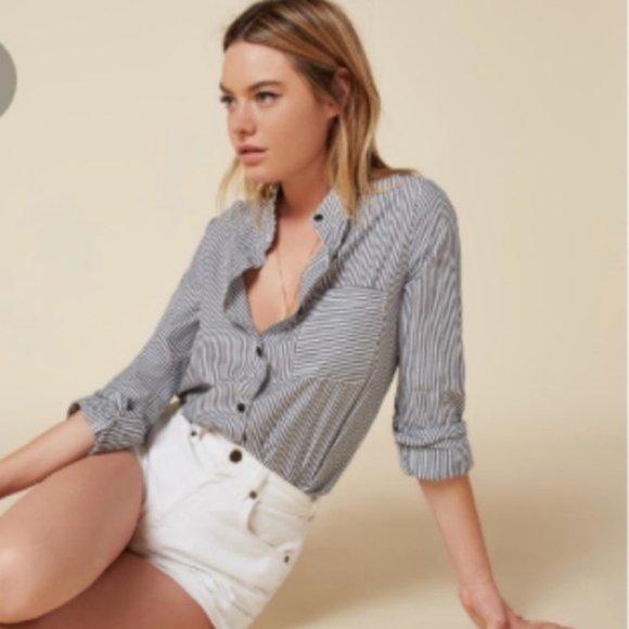 REFORMATION Billie Striped Shirt - Picture 6 of 6